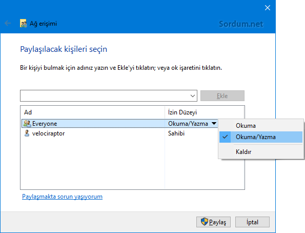 İzin düzeyi İzin düzeyi