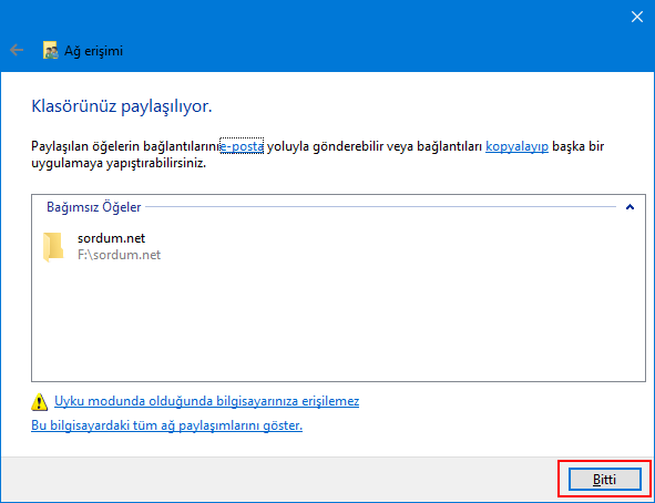 Klasörünüz paylaşılıyor Klasörünüz paylaşılıyor