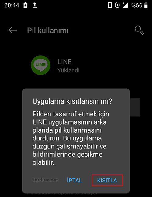Uygulamayı kısıtla