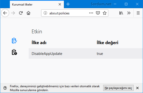 Firefox about policies