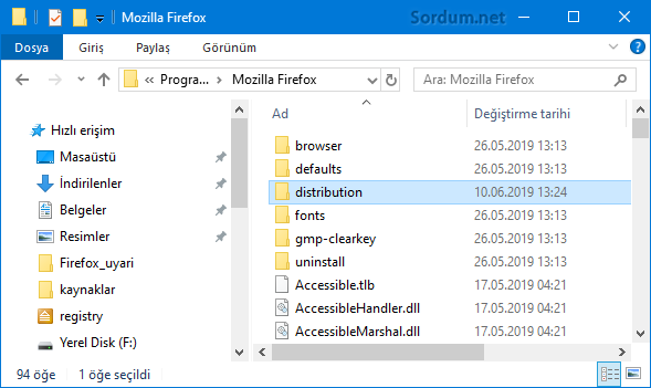 firefox distribution klasörü