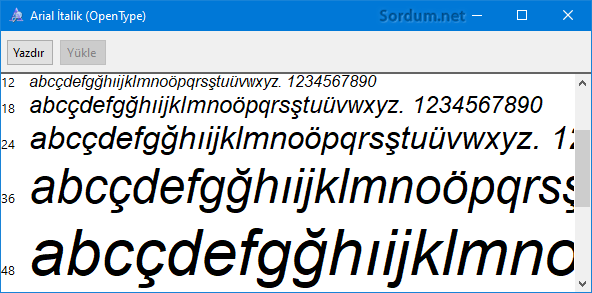 Windows Arial font