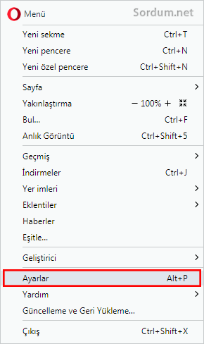 Opera ayarlarına nasıl ulaşılır
