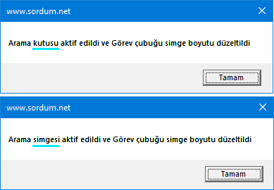 vbs ile arama kutusunu aktif etmek