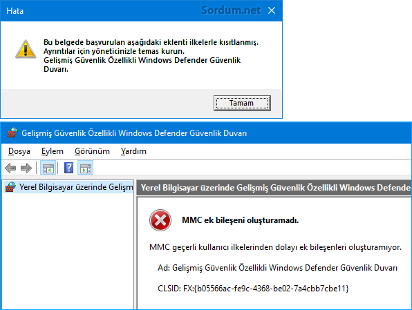 Güvenlik duvarı ayarlarına erişim engellendi