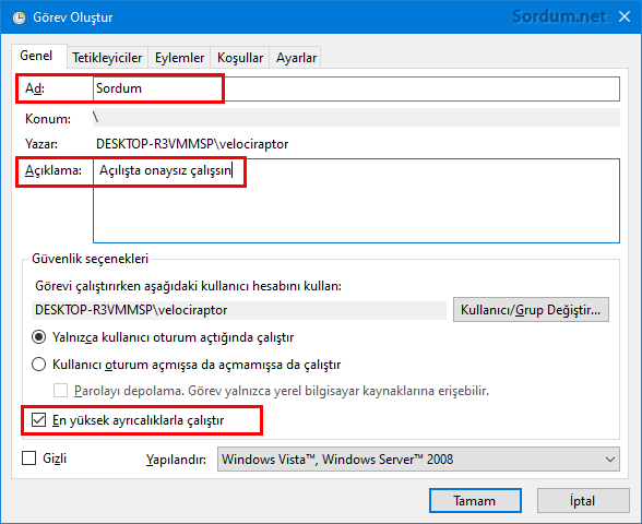 gpedit.msc de görev oluştur
