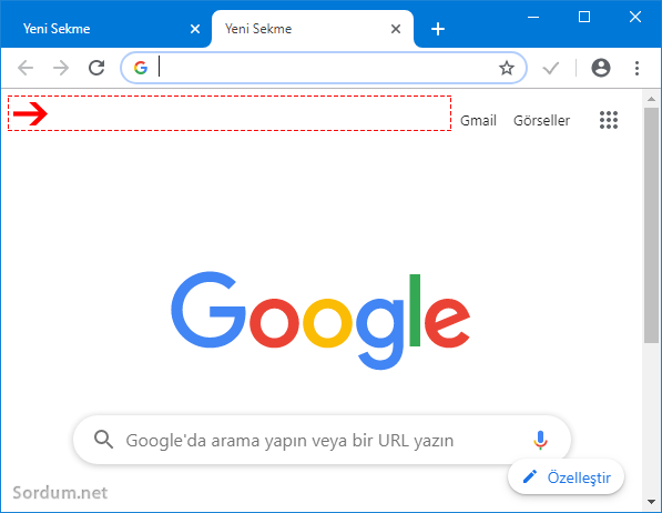 Chrome yer işaretleri çubuğu yok