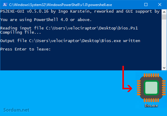 Powershell den exe yapma süreci