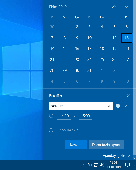 Windows 10 da yeni etkinlik