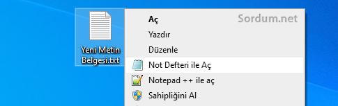 ikonlu not defteri ile aç
