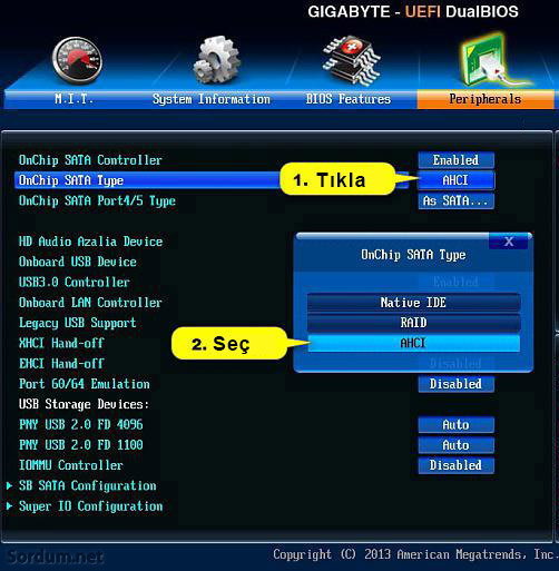 Yeni tür BIOS larda AHCI Yeni tür BIOS larda AHCI