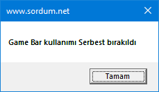 Game bar kullanımı serbest