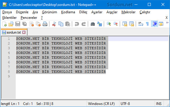 Notepad plusta yazı büyük harf Notepad plusta yazı büyük harf