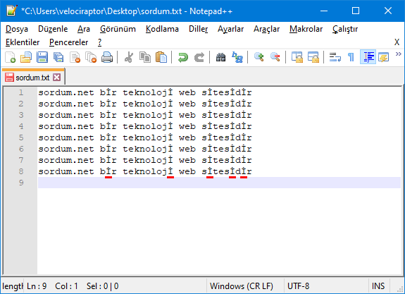 Notepad Plus büyük küçük harf hatası Notepad Plus büyük küçük harf hatası