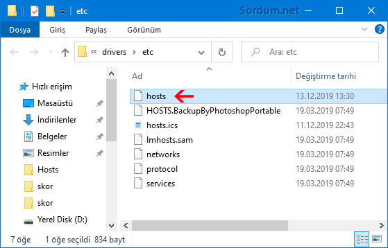 Windows Hosts dosyası Windows Hosts dosyası