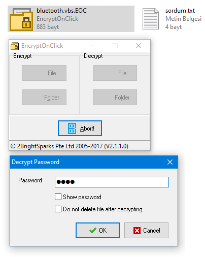 Encrypt OnClick ile şifre çöz