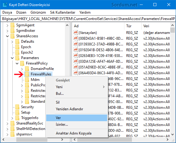 firewall ayarlarını yedekle