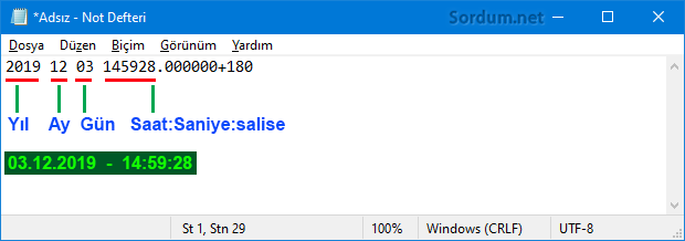 Cmd deki format tarihinin anlamı
