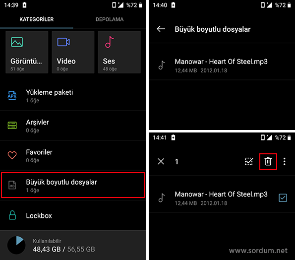Android te büyük boyutlu dosyaları bul