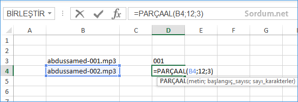 excel parcaal