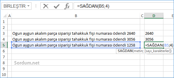 excel sagdan