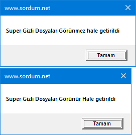Vbs ile gizli dosyaları göster
