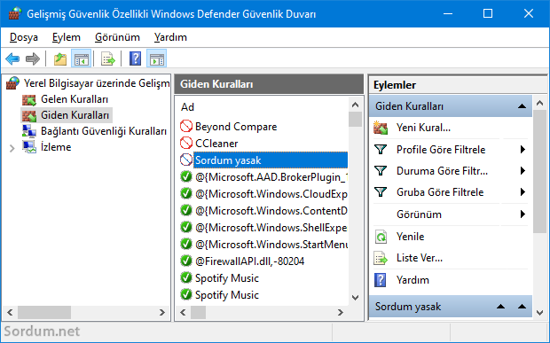Güvenlik duvarı ile ip yasaklandı