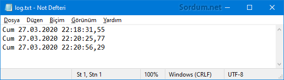 Windows sistem açılış Log kayıtları