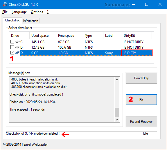 Check disk GUI