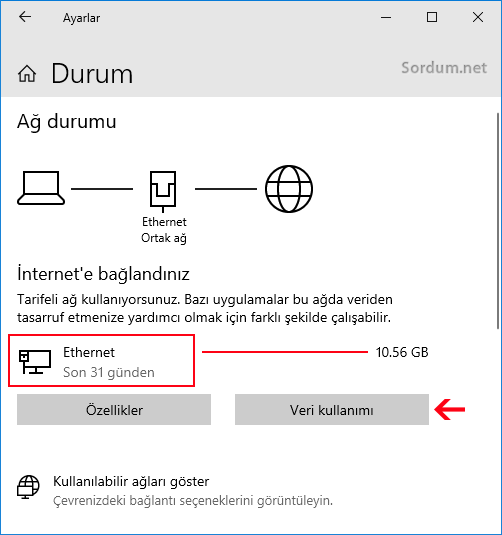 Windows 10 veri kullanımı