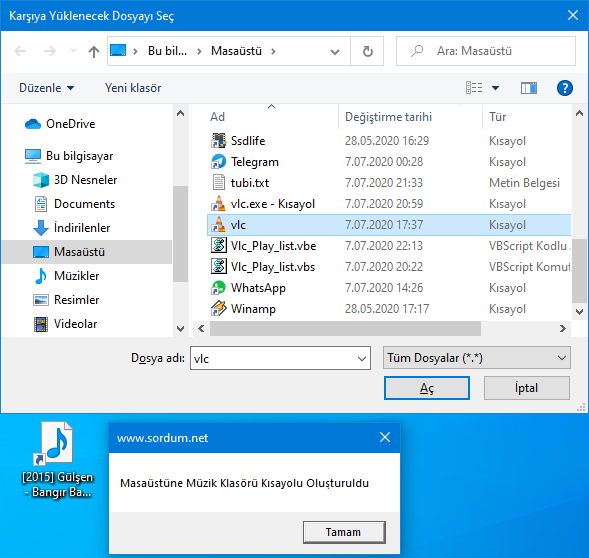 VLC seçim ekranı