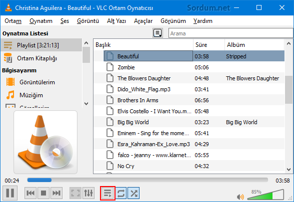VLC yi MP3 oynatıcı olarak kullanın