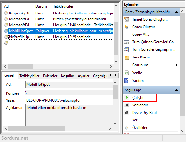 Zamanlanmış görev kontrolü