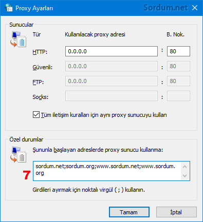 Proxy Ayarları