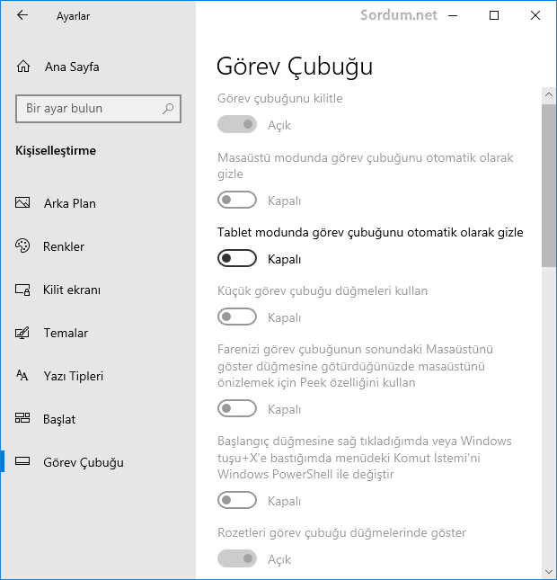 Göre çubuğu ayarlarının değiştirilmesini yasaklayın