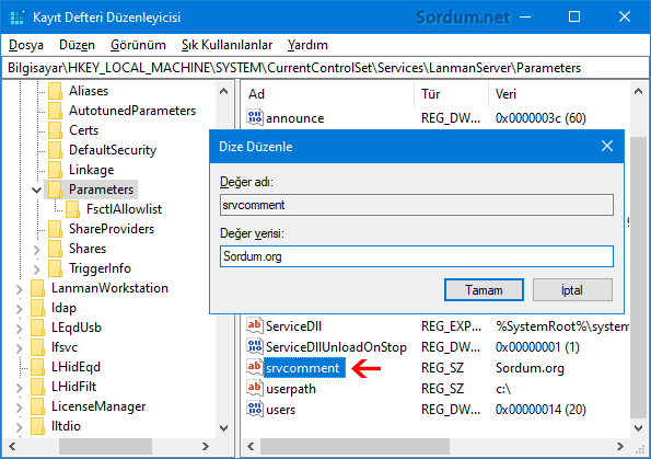 Bilgisayar tanımı Registry