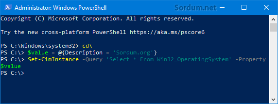 Powershell ile Pc açıklaması değiştir