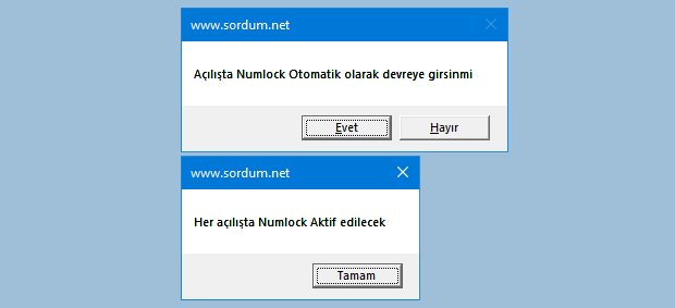 Script ile numlock tuşunu aktif edin