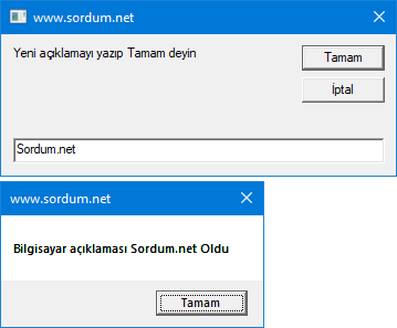 VBs ile Bilgisayar açıklamasını değiştir