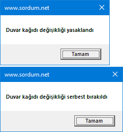 Vbs ile duvar kağıdı değiştirmeyi engellemek