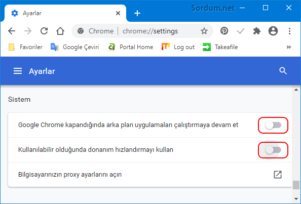 Google chromede Donanım hızlandırma nasıl kapatılır