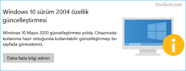Güncelleştirme yolda kullanıma hazır olduğunda bu sayfada göreceksiniz