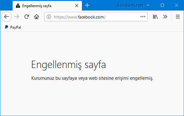 Tarayıcıda engellenmiş sayfa