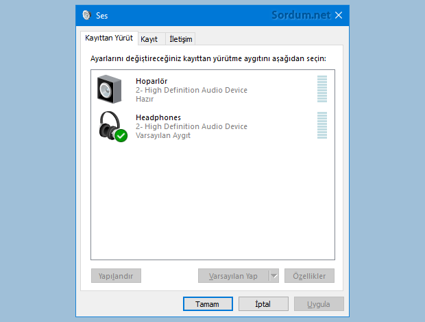 Ses efekti sekmesi kayıp