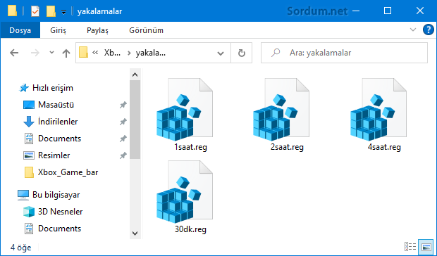 Game bar kayıt süresi registry kaydı