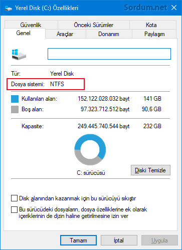 Dosya sistemi Ntfs