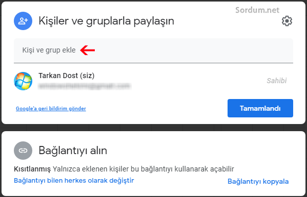 Google drive ile dosya paylaş