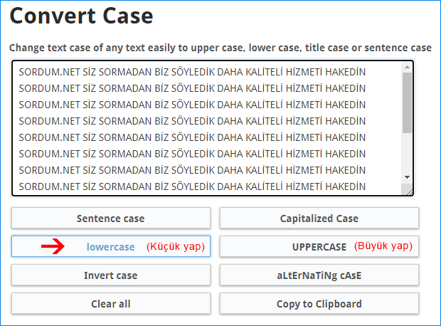 Online büyük küçük harf dönüştürücü