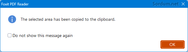 Foxit readerde Panoya kopyalandı uyarısı