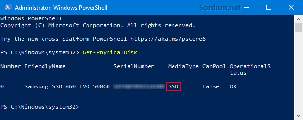 HDD türü nedir komutla bul